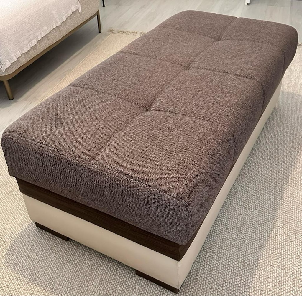 BELLONA Gri Kumaş Kaplı Puf - 5