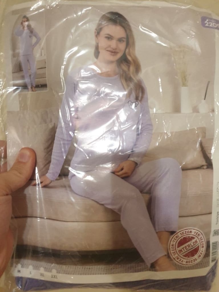 Lila Kalpli Rahat Pijama Takımı - 2