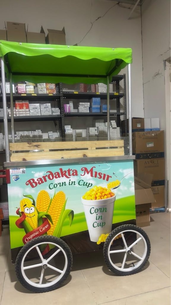 Bardakta Mısır Arabası – Seyyar Mısır Tezgahı – Camlı ve Tenteli