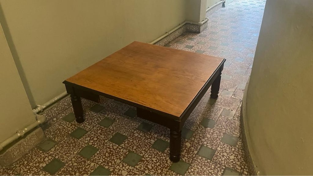 Masif Ayaklı ve Ahşap Kaplama MDF Tablalı Kare Orta Sehpa (Çekmeceli) - 5
