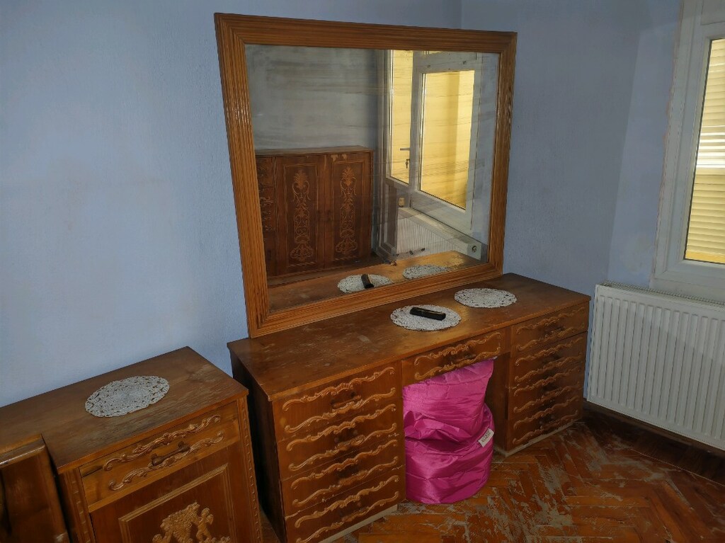 antika vintage el oyması büfe gümüşlük ve masa takımı - 4
