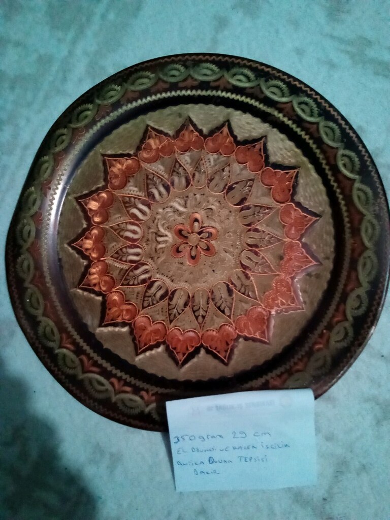 EL DÖVMESİ ve KALEM İŞÇİLİK BAKIR DUVAR TEPSİSİ - 10