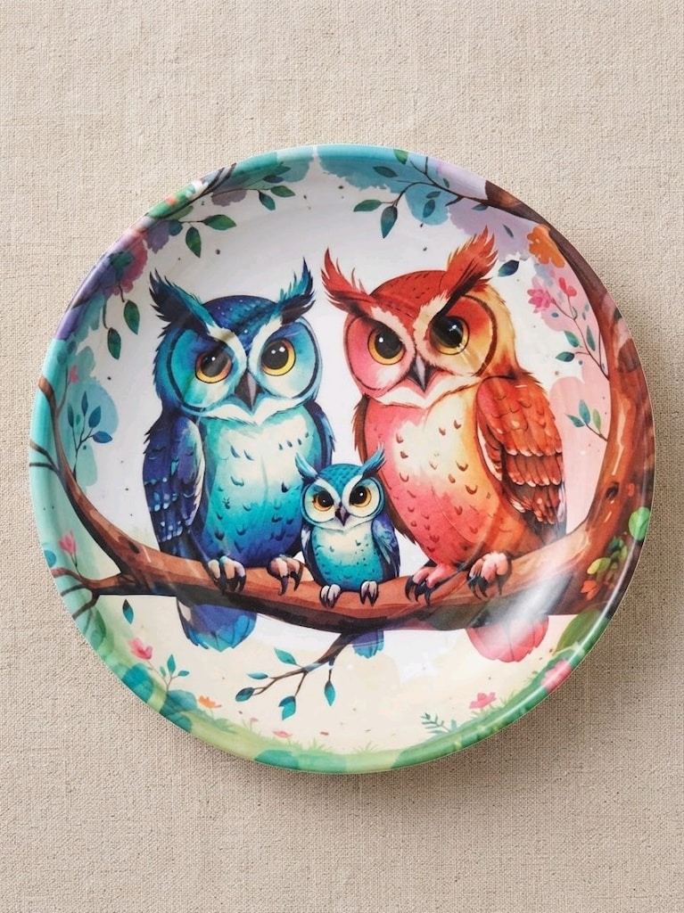 Baykuş Desenli Dekoratif Tabak 3lü (9cm) - 2