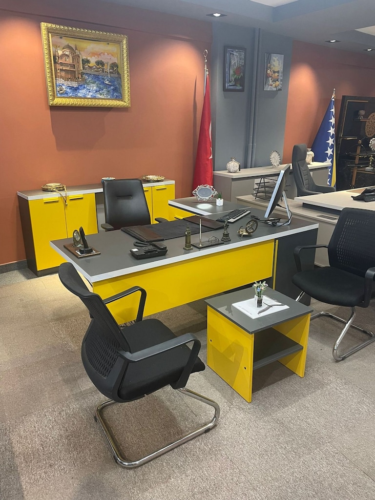 KLAS OFİS ÜSKÜDAR 200x80 SARI ANTRASİT GRİ MAKAM TAKIMI KOLTUKSUZ - 2