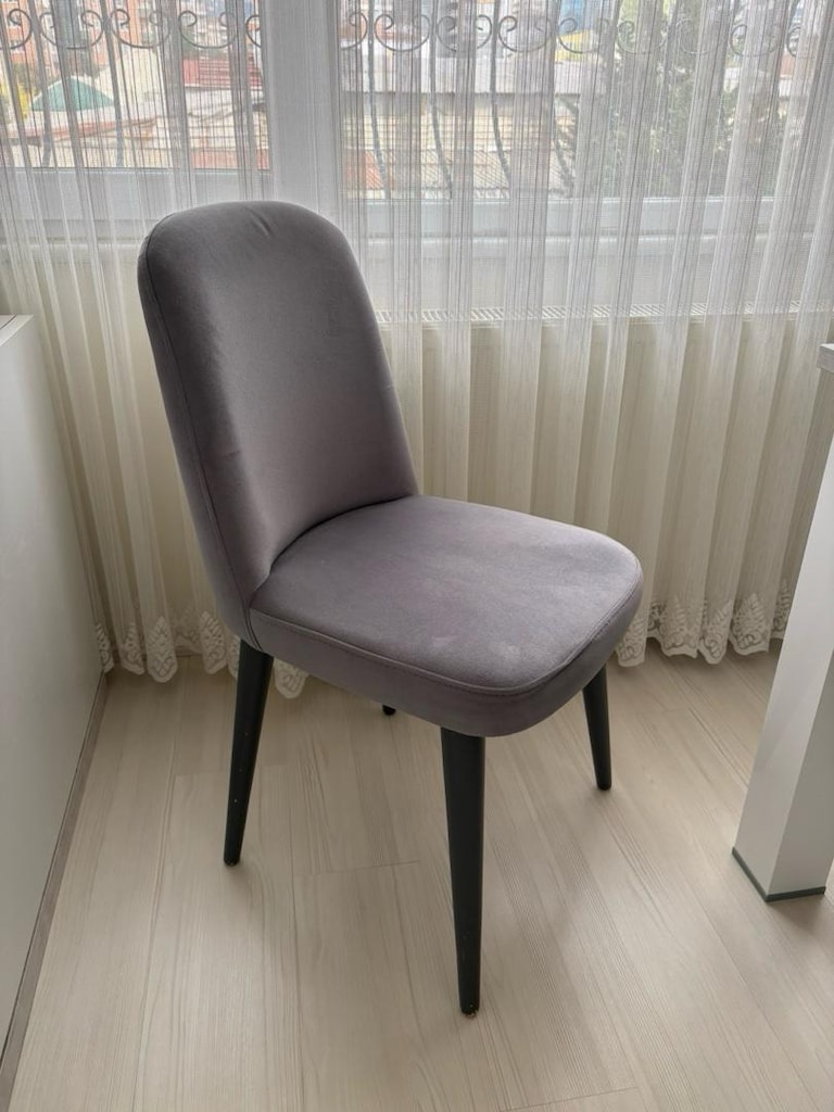 Beyaz Ahşap Desenli Yemek Masası ve sandalyesi - 3