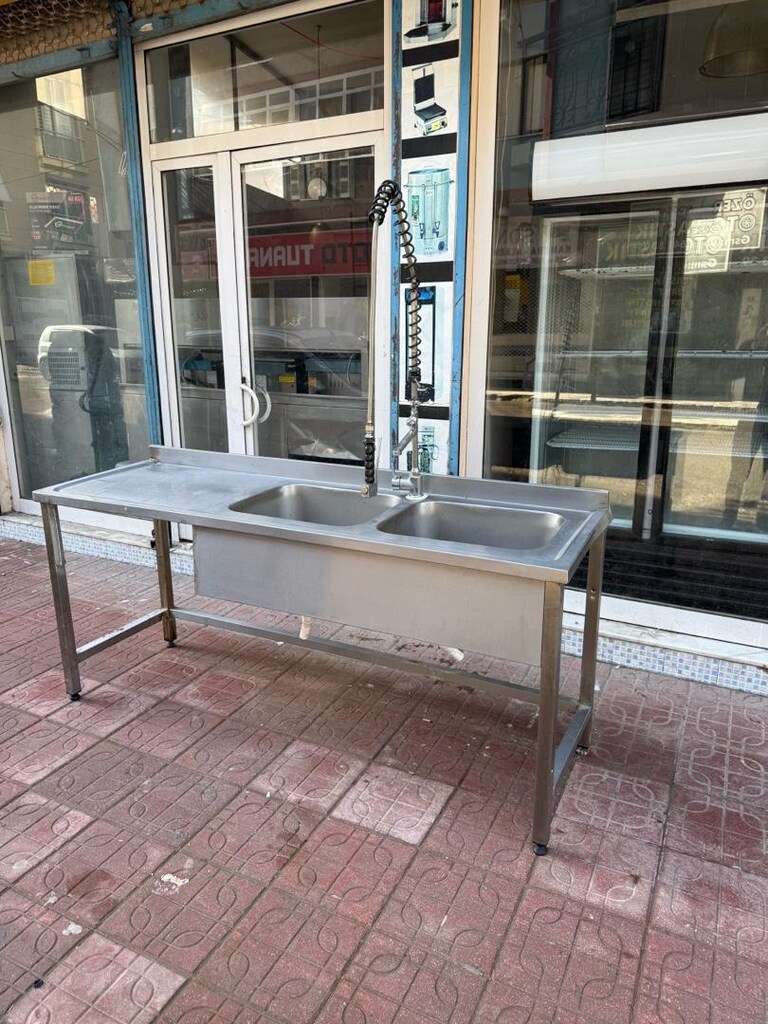 krom tezgah evyeli krom tezgah çift evyeli krom tezgah makine girişli - 4