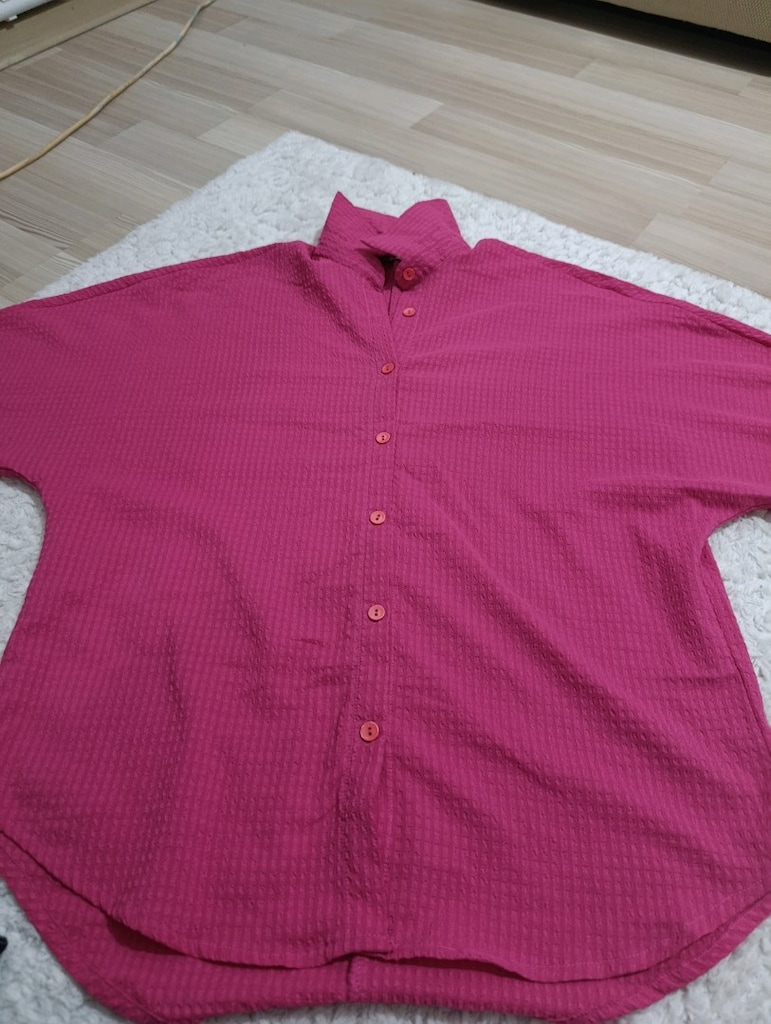 pembe kadın dirsek kol gömlek - 4
