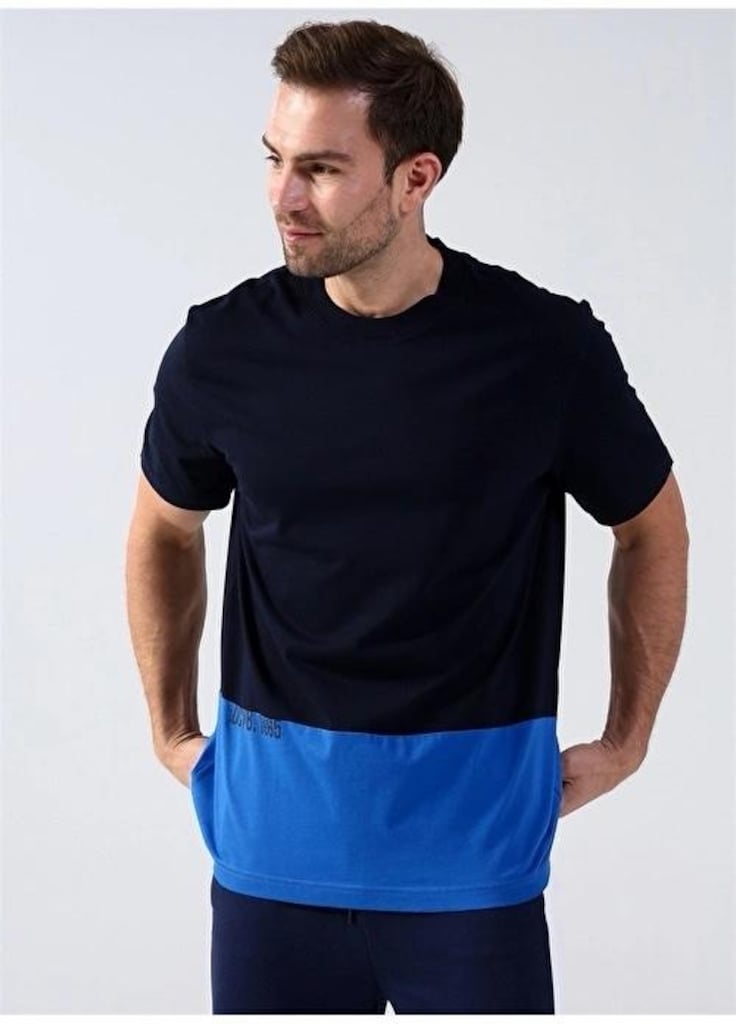 Benetton Bisiklet Yaka Lacivert T-Shirt - S