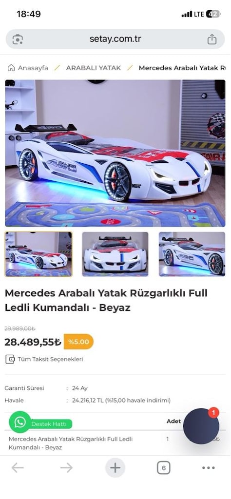 Mercedes arabalı yatak rüzgarlıklı full ledli kumandalı - 11