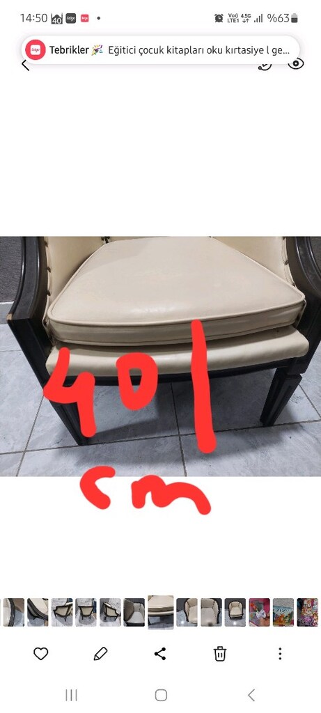 Tekli berjer. Deri kaplama. Ölçüleri resimde var. - 17