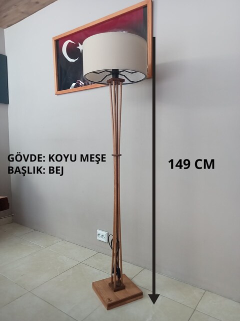BALSA DEKOR AHŞAP AYAKLI LAMBADER KÖŞE LAMBASI KOYU MEŞE 4YÇT-KM