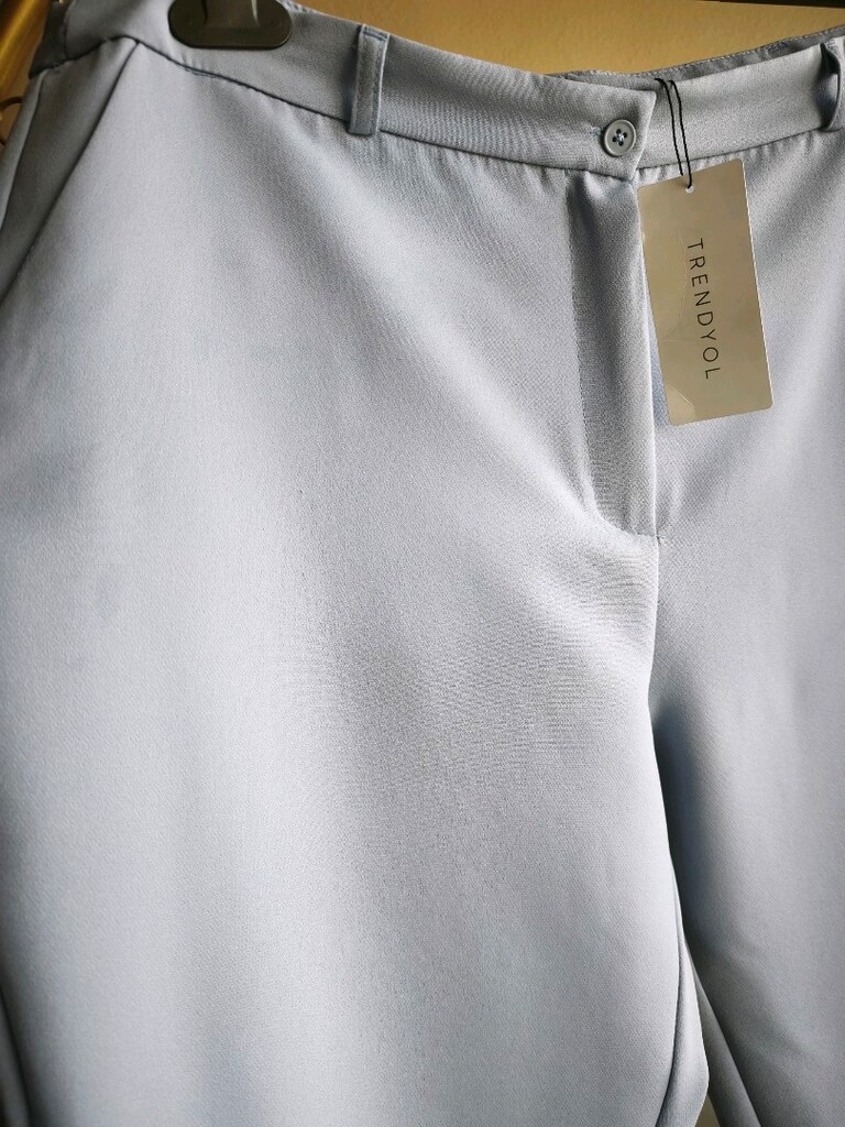 Gri / Mavi Tonlu Sigaret Kesim Kumaş Pantolon - 48 Beden — görsel 3/17