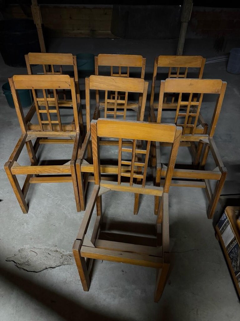 8 adet ağaç sandalye mindersiz ( 1980 model ) - 4
