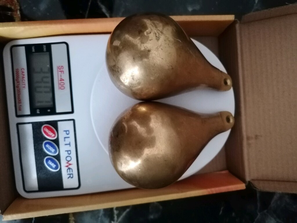 2 Adet komple Pirinç döküm Antika Hollanda Saati Sarkaç Topları, - 4