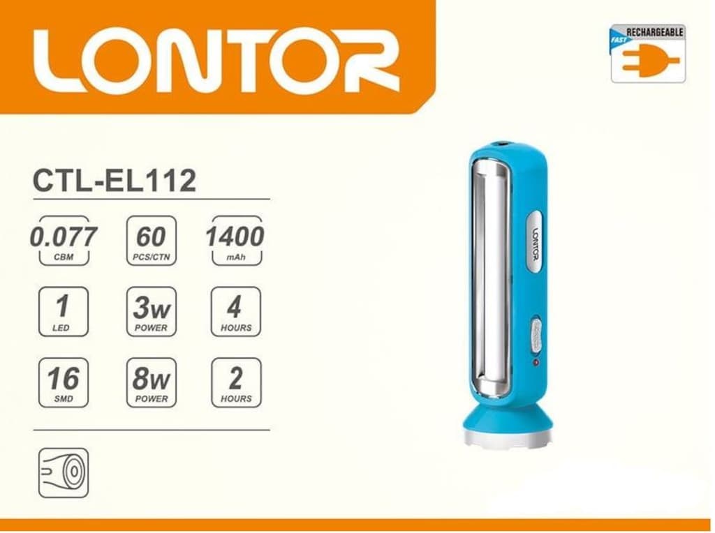 LONTOR EL112 16+6 LED Şarjlı Işıldak Fener (Yeni gibi - Yeni pil ) - 10