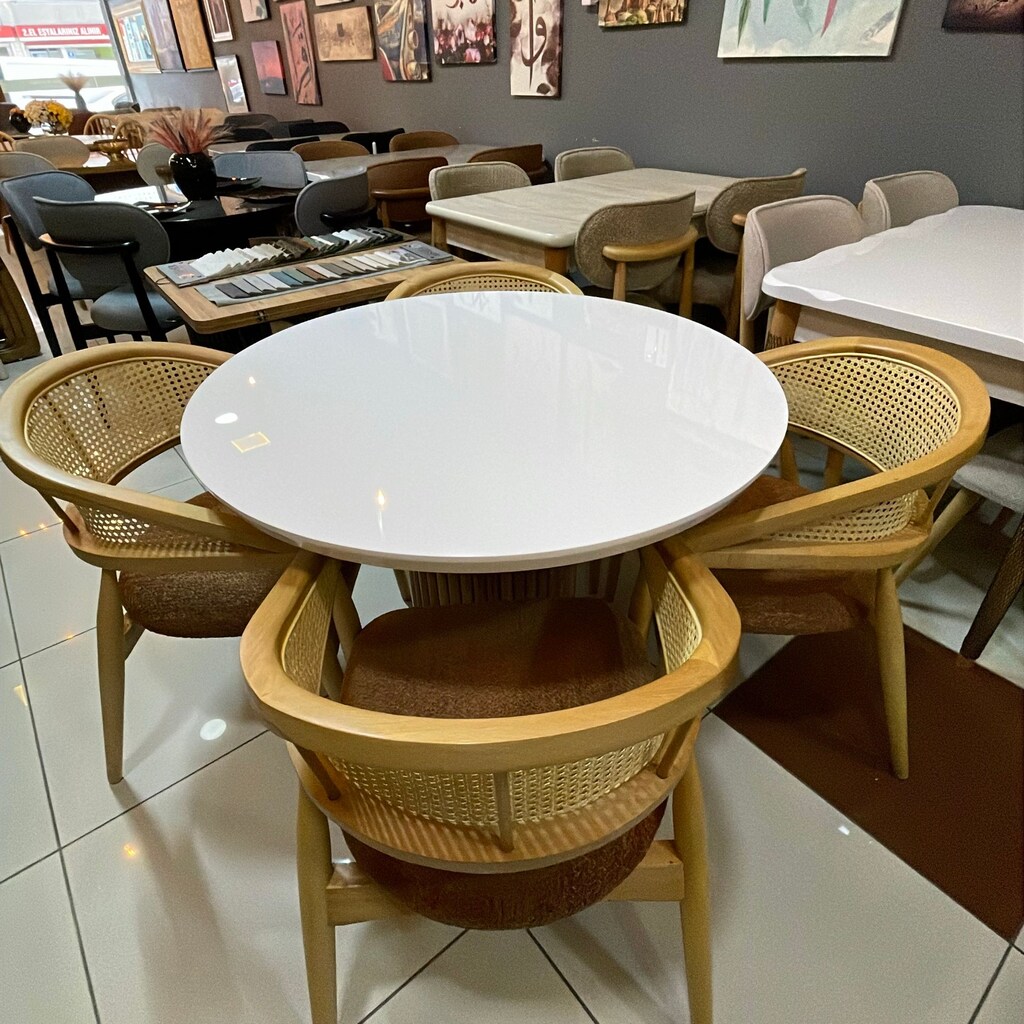 100 cm High Gloss Masa Takımı – 4 Gazel Sandalye - 7