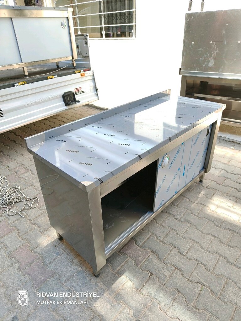 krom tezgah endüstriyel hazır mutfak krom çalışma tezgahı 160 cm tezğa - 4