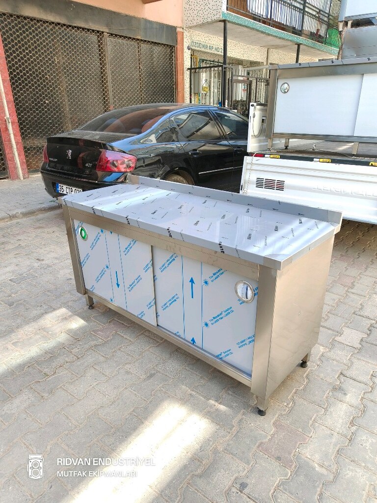 krom tezgah endüstriyel hazır mutfak krom çalışma tezgahı 160 cm tezğa - 2