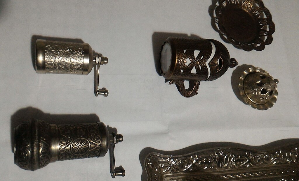 Metal Zamak Kahve Değirmen, Fincan ve Aksesuarları Takımı - 7
