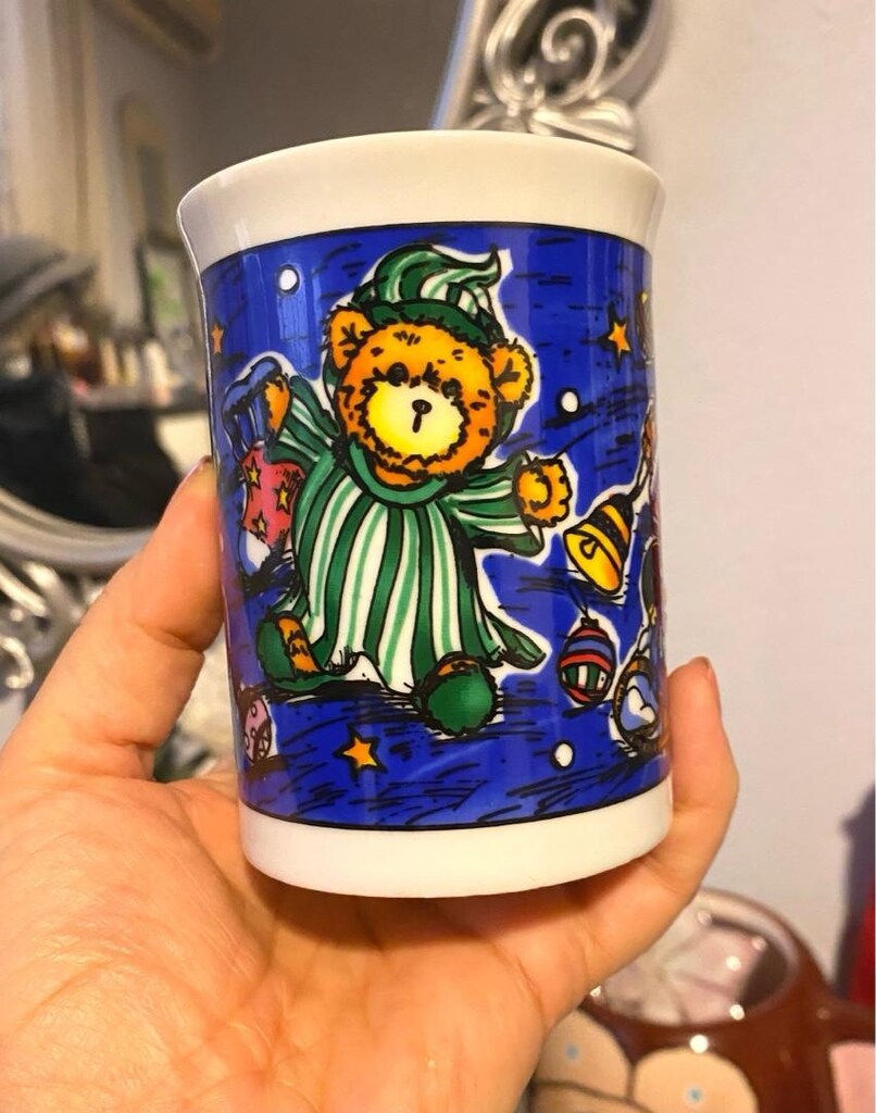 Vintage Teddy Bear Temalı Porselen Kupa Bardak - 11