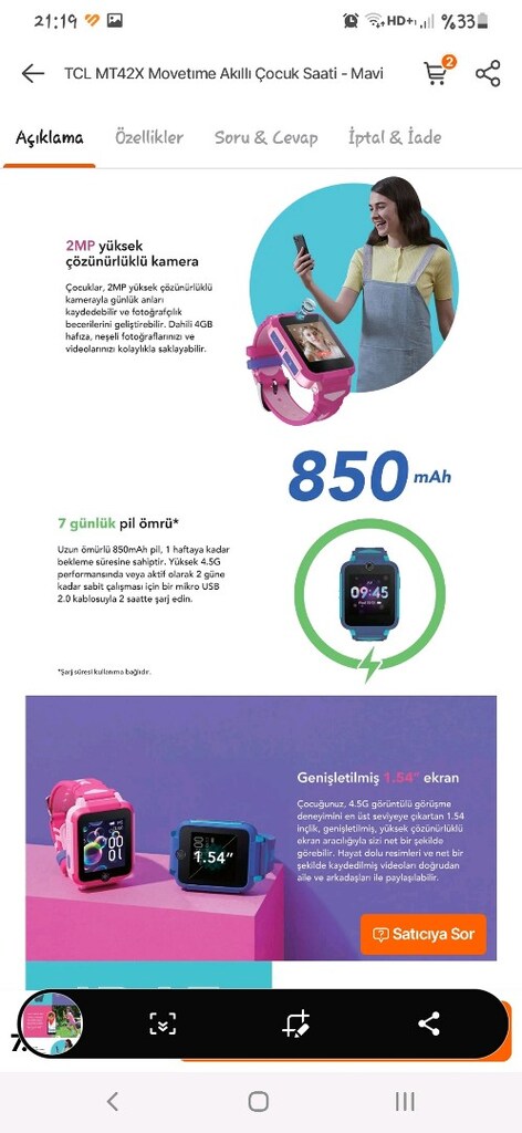 TCL MT42X Akıllı Çocuk Saati - 16