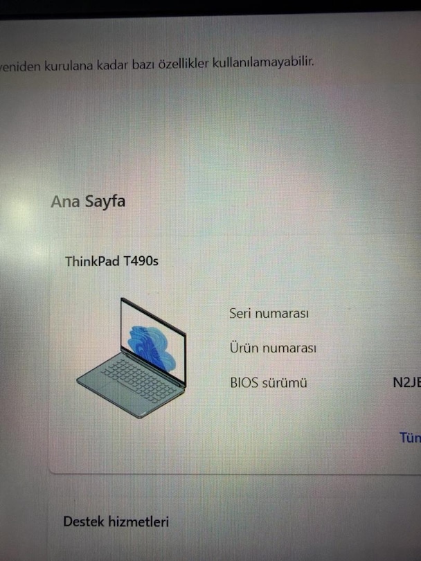 Lenovo Thinkpad T490s İ7 8.Nesil 8GB Ram 256GB Disk - 8