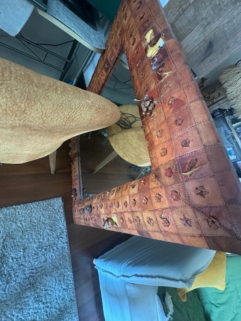 80*100cm Büyük Boy Deri Kaplama Dekoratif Ayna - Rustik / Bohem - 14