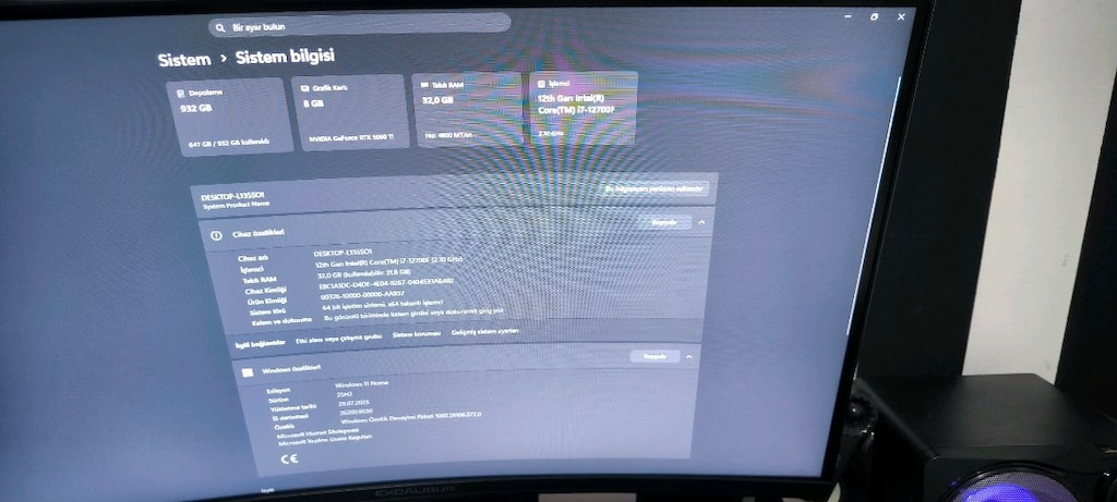 ZOTAC 5060 Ti 8GB / 32GB DDR5 / 1TB NVMe 1 YIL GARANTİLİ TEMİZ - 8