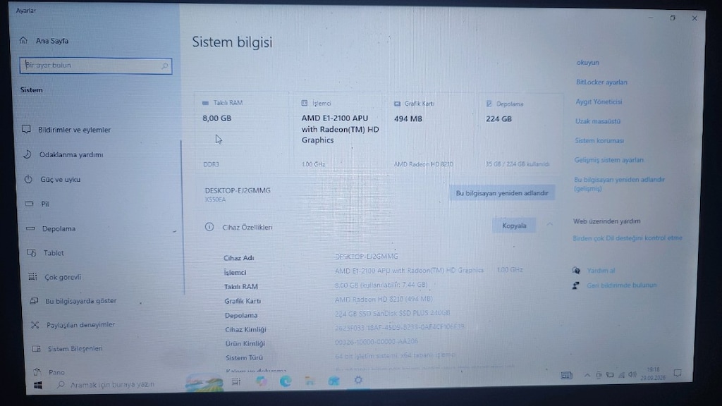 ASUS LAPTOP X550 15.6" 8GB RAM 240GB SSD PLUS YouTube Ders İçin - 5