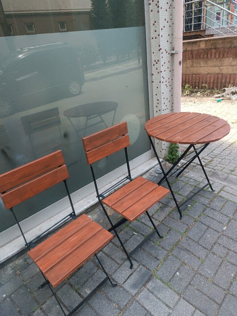 Metal ayaklı katlanır Yuvarlak takım - 2