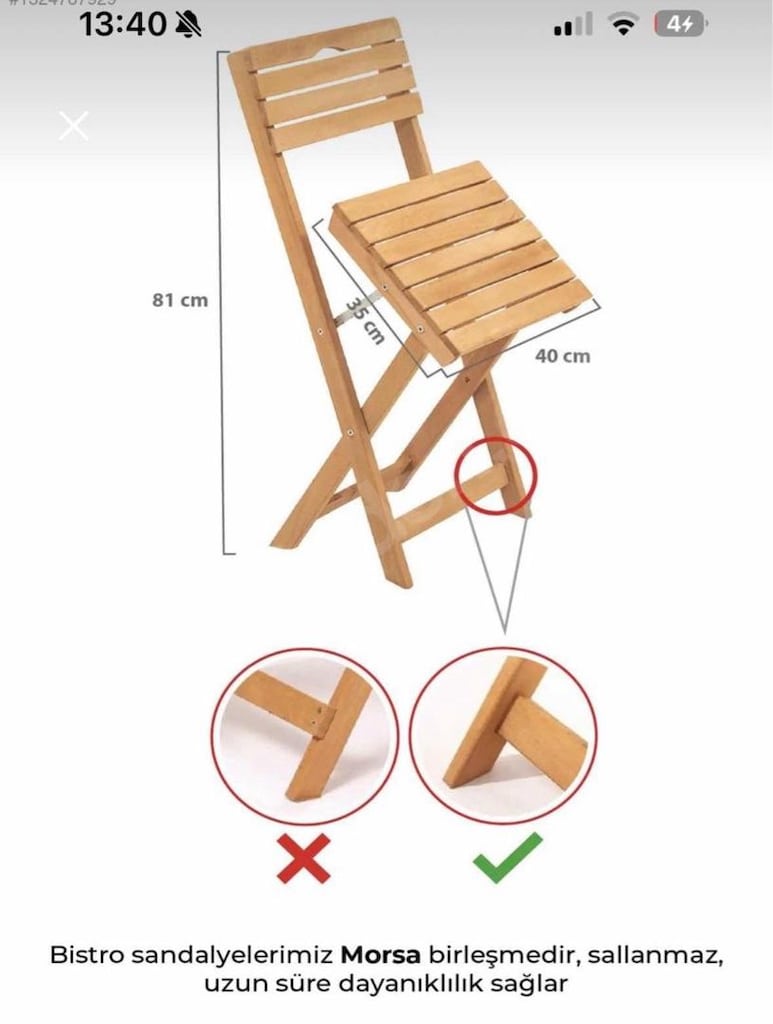 Ahşap Katlanır Balkon/Bahçe Bistro Takımı - 4