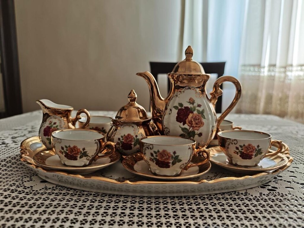 24 karat Orijinal Alman FİNCAN DEMLİK TEPSİ ANTİKA & NOSTALJİ - 6