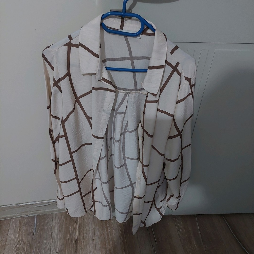 Kahverengi Çizgili Rahat Gömlek eni 64 uzunluk 80 420 tl - 3