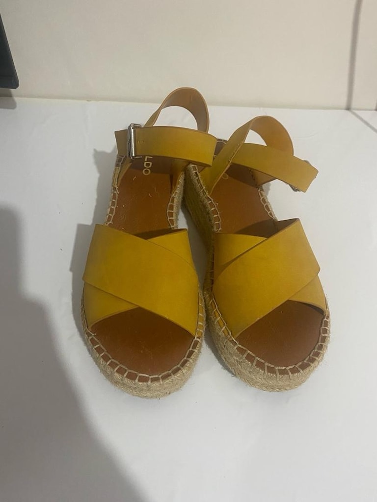 Aldo marka hardal sarısı espadril/dolgu taban sandalet, - 5