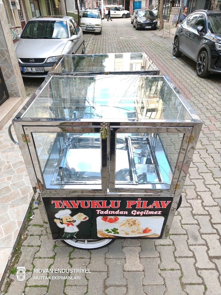 seyyar pilav arabası pilav tezgahı tavuklu nohutlu pilavcı arabası - 4
