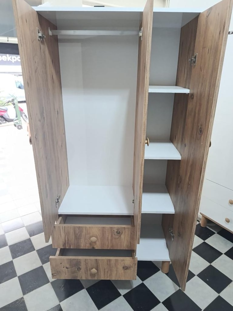 SIFIR 3 KAPAKLI YENİ BOHEM MODEL ELBİSE DOLABI KURULUM NAKLİYE DAHİL - 8