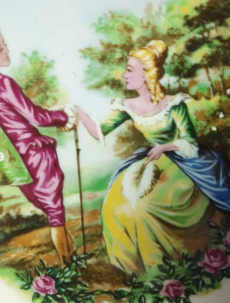 Duvar Tabağı Fransız Limoges Fragonard Görselli, Altın Yaldızlı - 4