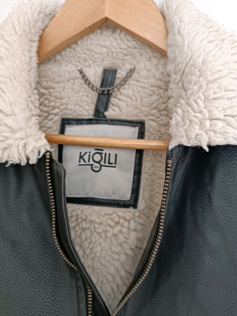 KİĞILI KÜRK DETAYLI UNİSEX DERİ CEKET