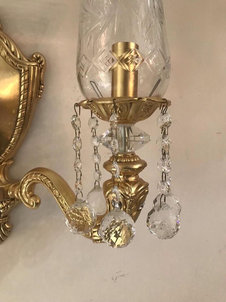Özkristal Avize Pirinç Döküm Kristal Aplik - 9