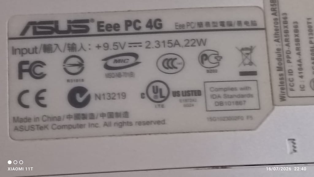 ASUS Eee PC 4G ŞARJ KABLOSU YOK - 5