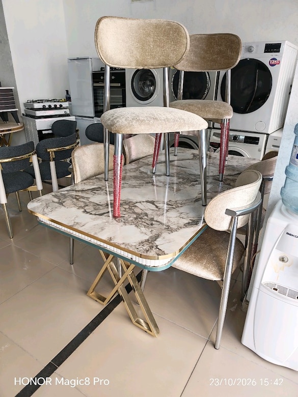 sıfır 6 kişilik lüks full MDF yemek masaları kampanyalı fiyat - 2