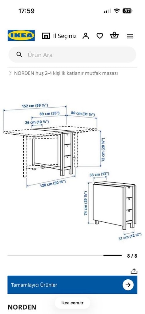 ikea katlanır masa - 3
