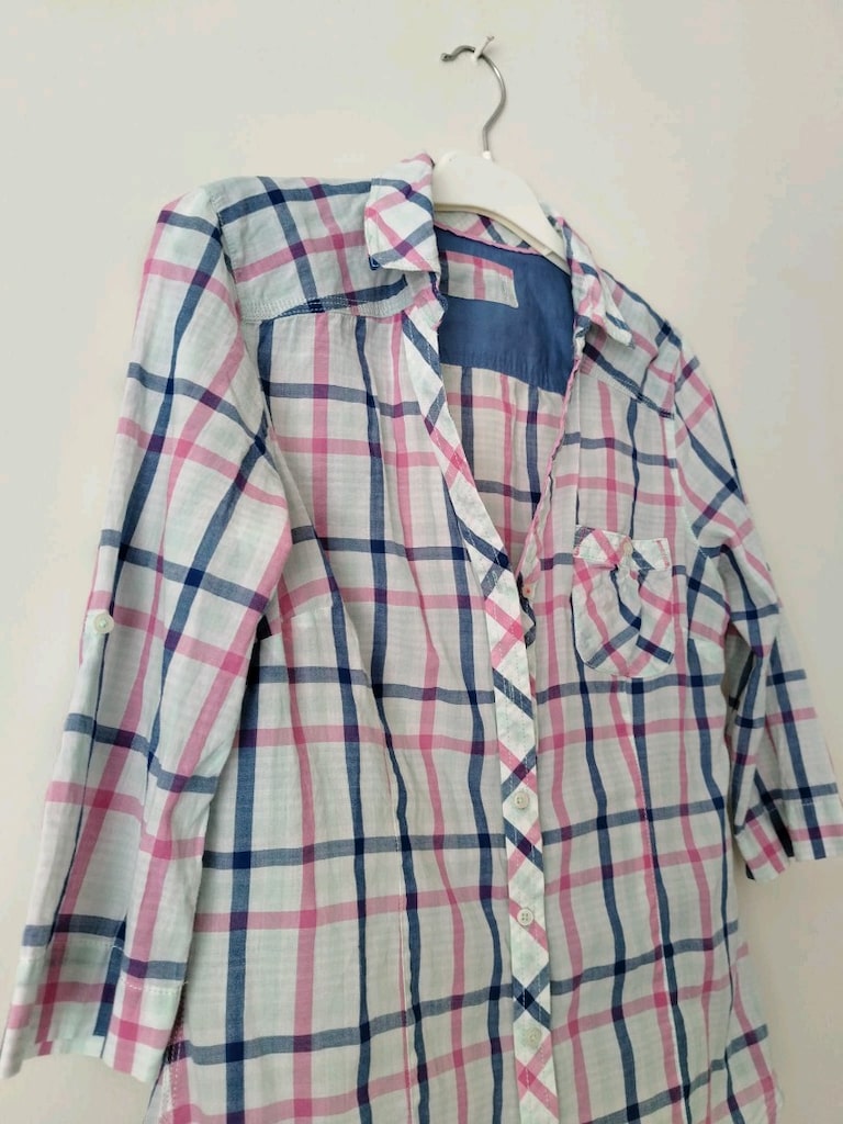 Colins Pembe Lacivert Ekoseli Gömlek - 8