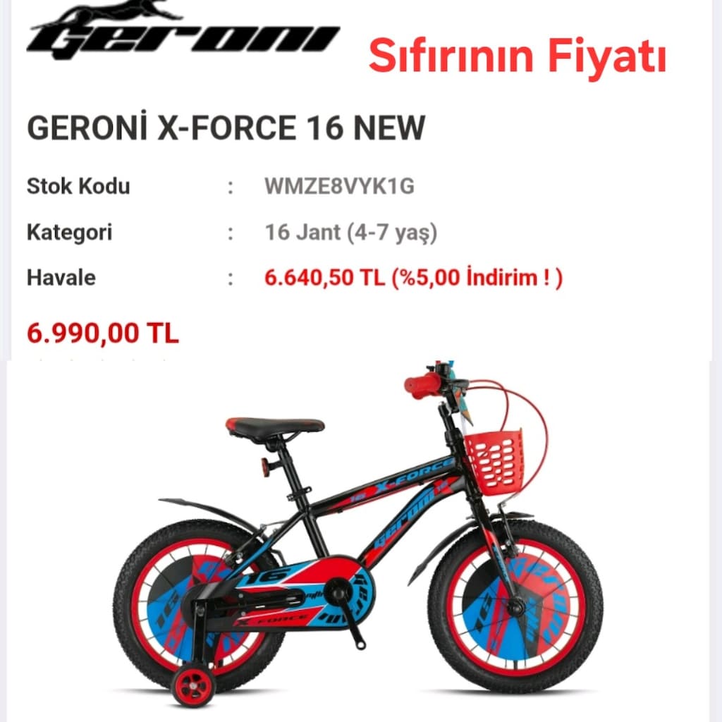 ŞOK FİYAT Geroni Garantili Çocuk Bisikleti(3ay kullanılmıştır) X-force - 4