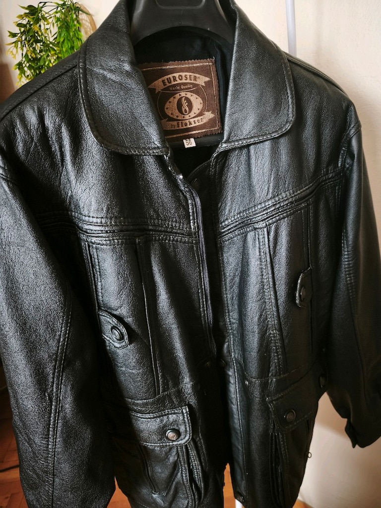 Vintage %100 Gerçek Sığır Derisi Erkek Ceket Unisex Oversize Beden 56 - 2