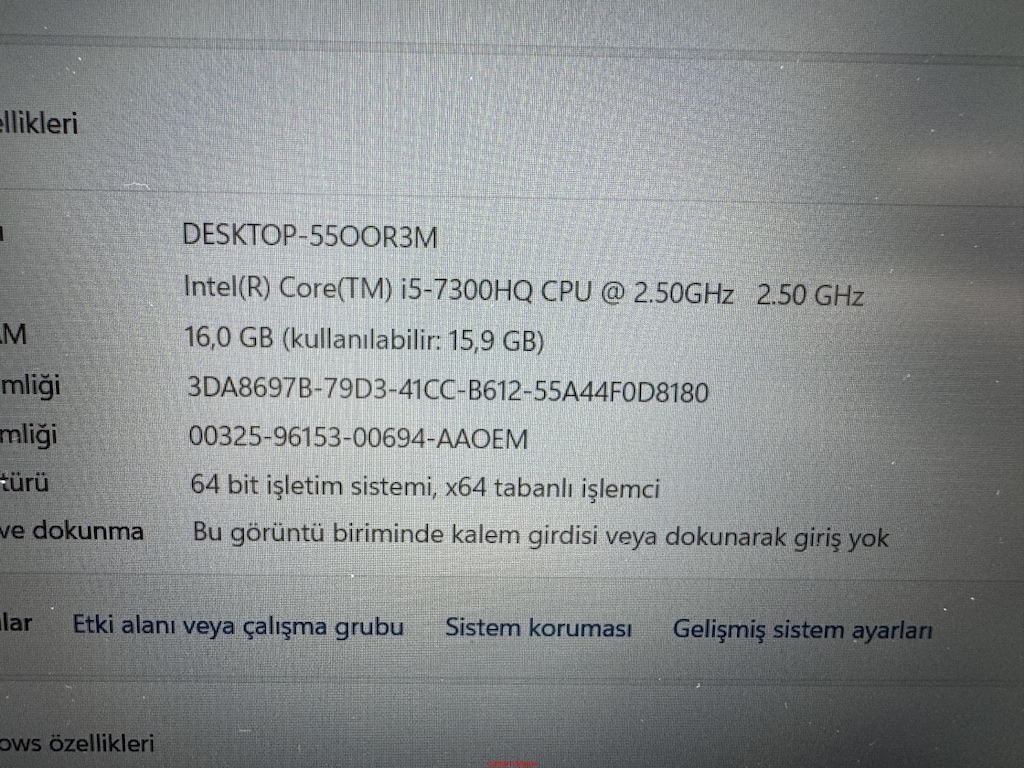 ACER GAMİNG İ5 7. NESİL 16 GB RAM 256 NVME GTX 1060 - 4