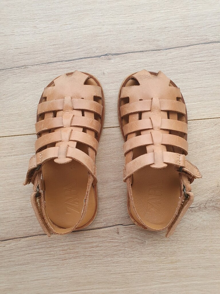 Zara bebek çocuk hakiki gerçek deri sandalet 23 numara taba ayakkabı - 2