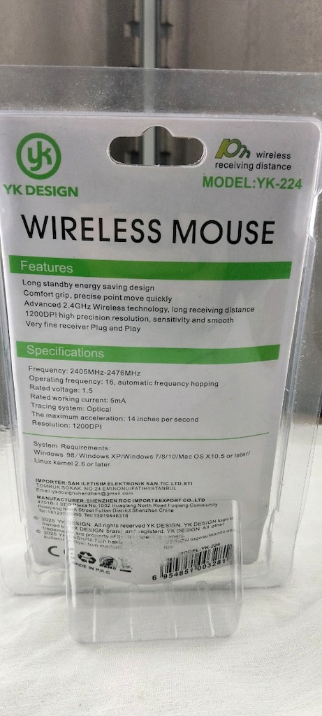 Sıfır YK Design YK-224 Kablosuz Mouse 1200 DPI USB Alıcılı - 2