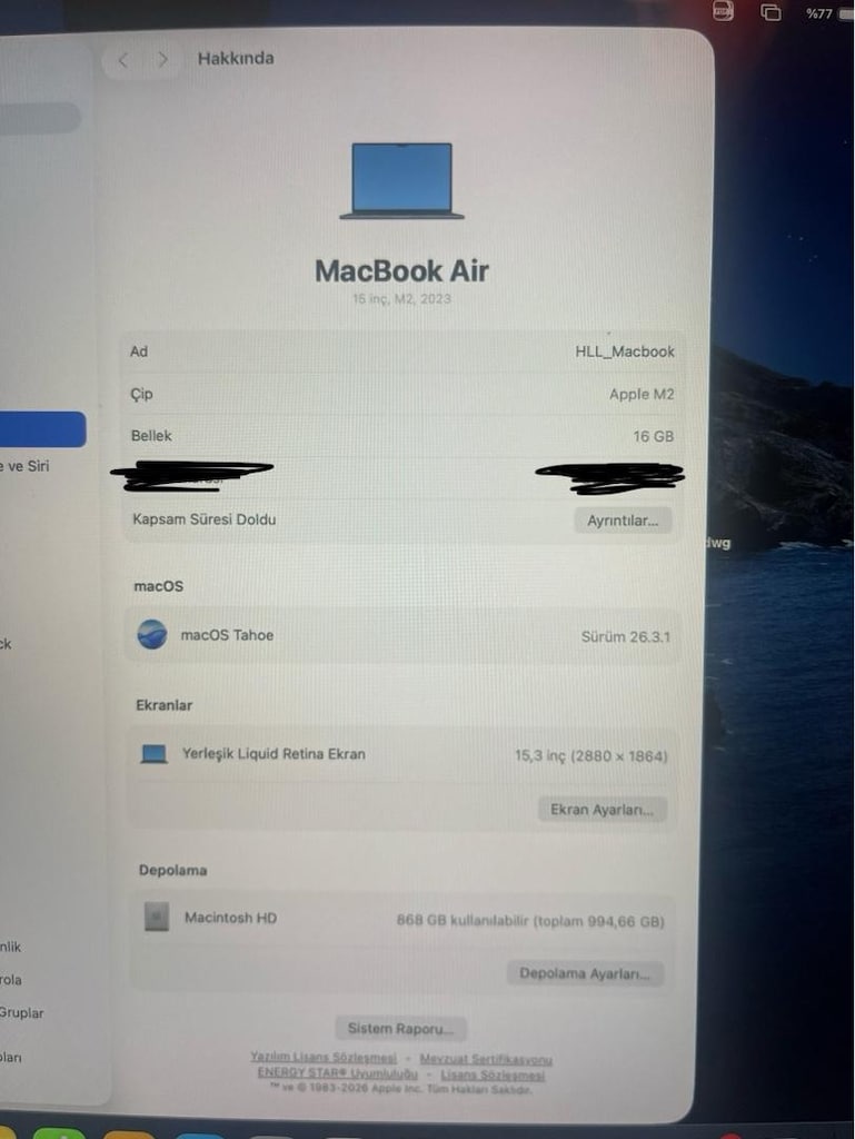 MACBOOK AIR M2 16GB RAM 1 TH SSD - 7