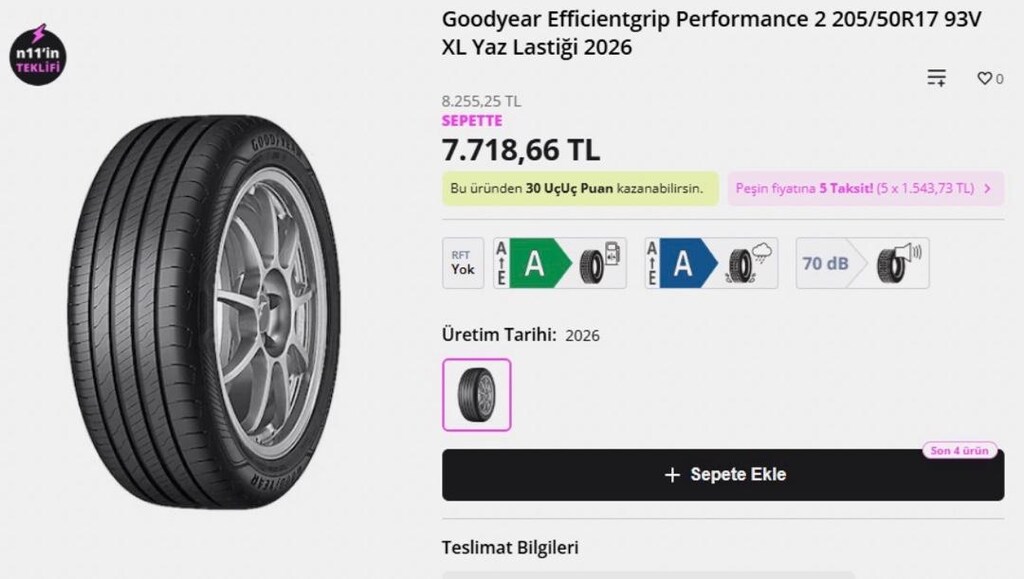 GoodYear 205/50/R17 93V EfficientGrip Yaz Lastiği (SLOVENIA) SONFİYAT! - 6